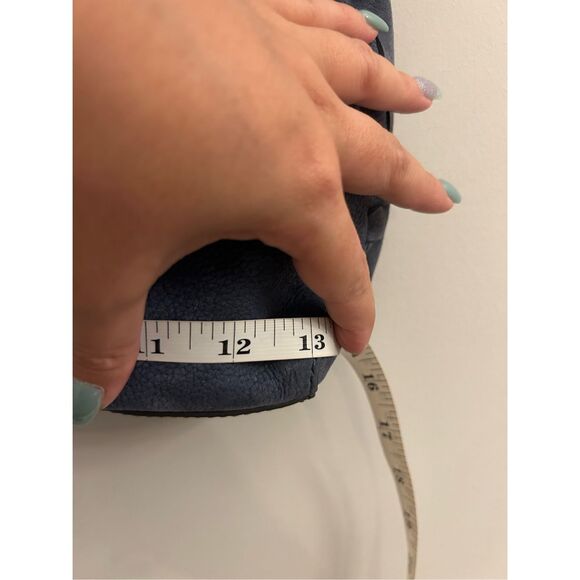 NWOT Nanette Lepore Santa Ana Leather Shoulder Bag Denim Blue Minimalist Quiet l - Picture 5 of 12